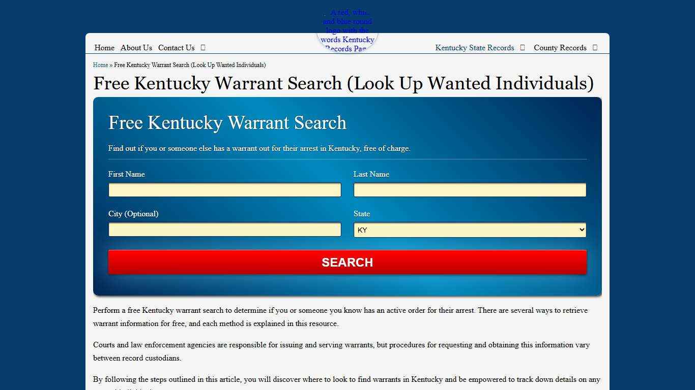 Free Kentucky Warrant Search (Look Up Wanted Individuals)